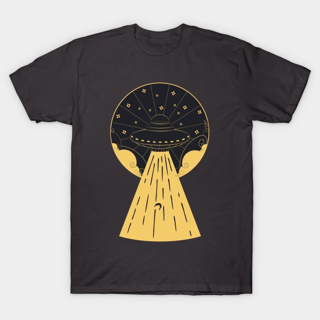 Retro design of flying ufo ship T-Shirt by AnnArtshock